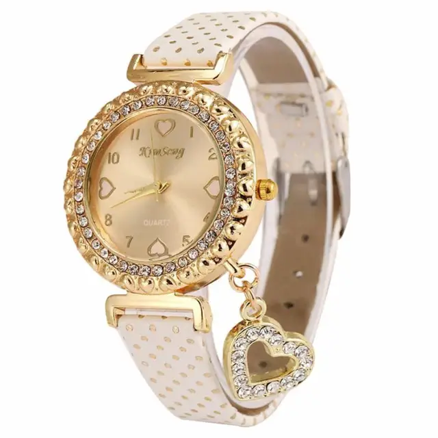 Fashion Love Heart Bracelet Watches Women Leather Crystal Quartz Wrist Watch Gol Fashion Love Heart Bracelet Watches Women Leather Crystal Quartz Wrist Watch Gol