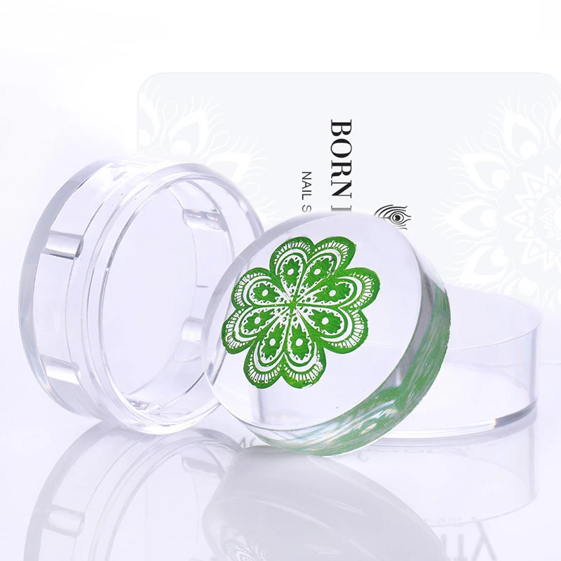 

4cm XL Clear Jelly Silicone Nail Stamper Short Handle with Cap Manicure Nail Art Stamper & Scraper