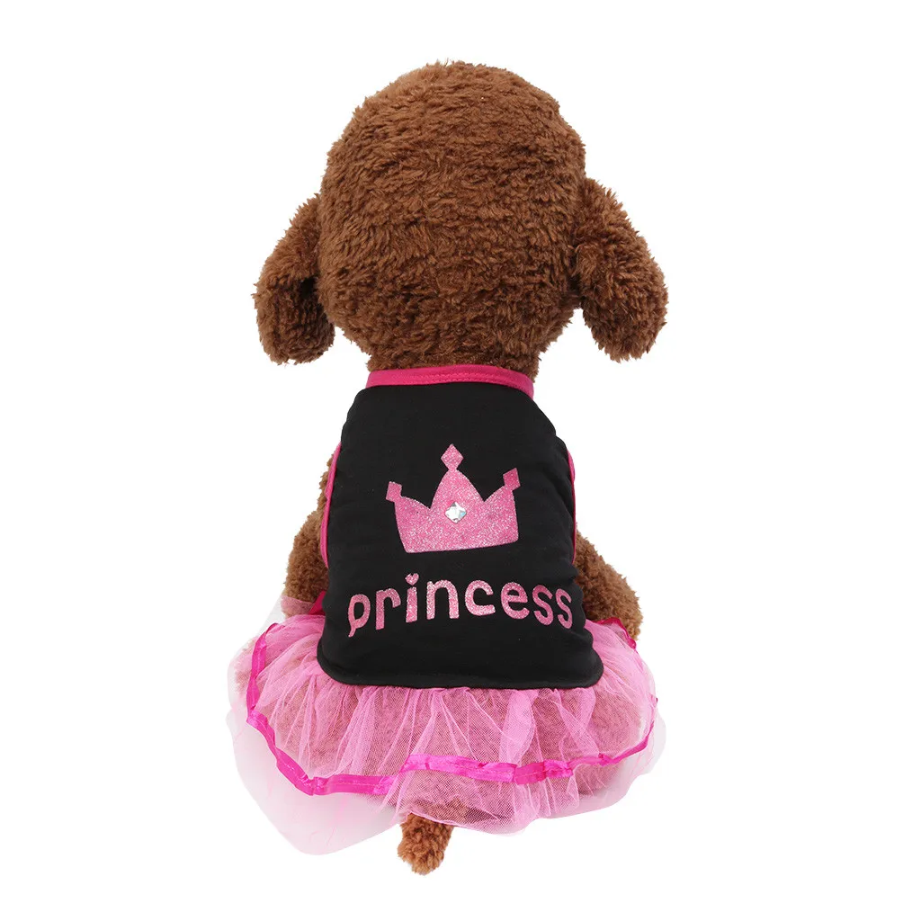 

Breathable Pet Dog Skirt Summer 2019 Casual Elegant Crown Printed Lace Princess Dog Dresses For Small Dogs Vestidos Para Perras
