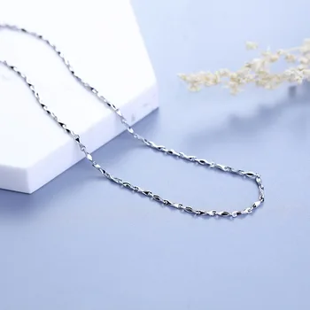 

45CM 18in' Men's Genuine Solid Sterling Silver Long Chain White Gold Cover Never Fade Excellent Chain Jewelry for Male