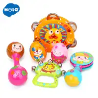 6 ピース/セット HUILE おもちゃ 3102 赤ちゃんのおもちゃハンドベルミュージカルタンバリンのおもちゃ漫画砂卵マラカスドラム鐘ガラガラのおもちゃ 0 -12 ヶ月