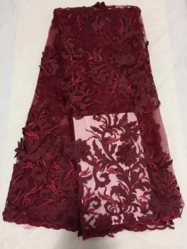 

Gold African Lace Fabric 2019 High Quality Lace French Mesh Fabric Beaded Stones Nigerian Swiss Lace Fabrics for Dress ZJ005