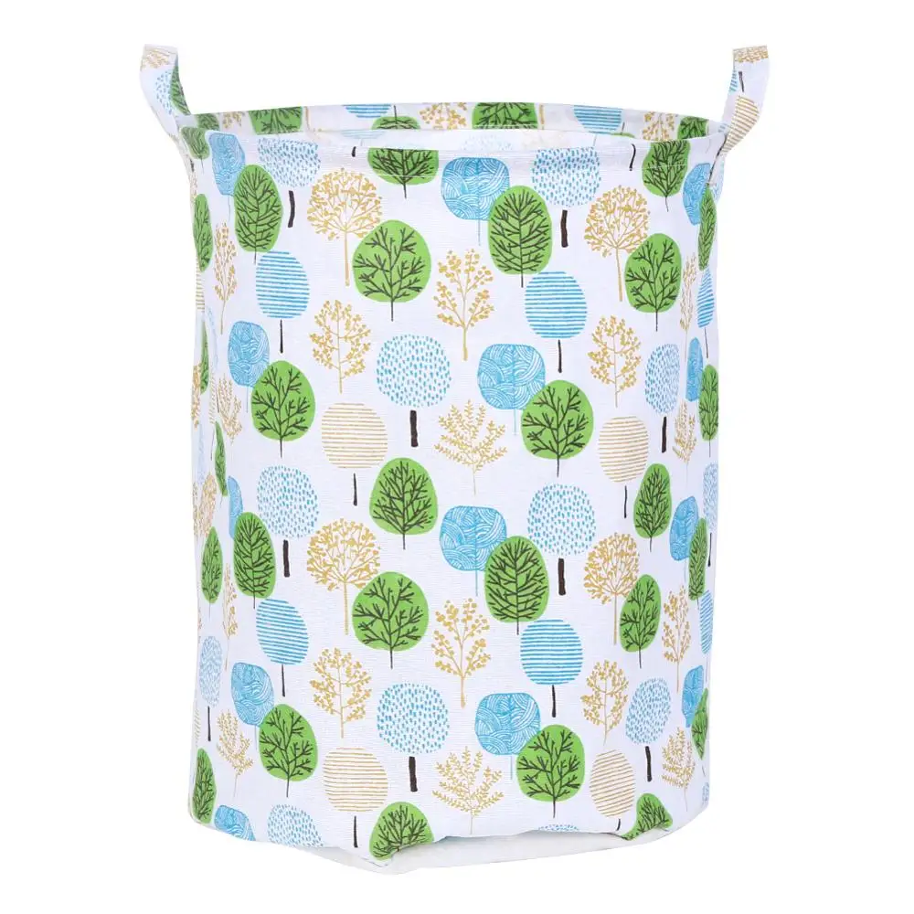 Smile Letter/Stripe Cotton Laundry Basket Cloth Dirty Clothes Organizer Barrel Home Storage Basket for Toys Underwear Sundries 