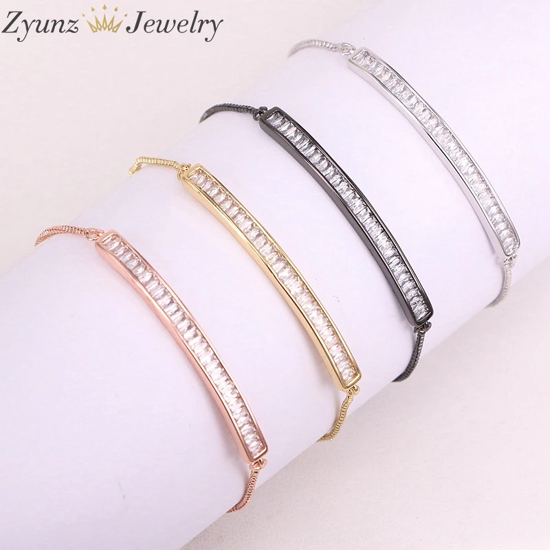 10 нитей ZYZ303-8310 проложить настройки кубического циркония Кристалл Регулируемый CZ Циркон Cuved Разъем браслеты для женщин или девочек