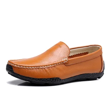 

New 111% Genuine Leather Men Loafers Classic Slip On Style Male Driving Shoes Fashion Breathable Soft Full Grain Leather Flats