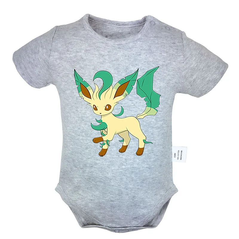 Одежда для новорожденных девочек и мальчиков с принтом «Pokemon Sylveon», Leafeon комбинезон с короткими рукавами, спортивный костюм хлопок, летний комплект