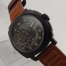 44mm Parnis Black Dial PVD case Leather strap Sapphire Glass 21 jewels Miyota Automatic Movement Men's Watch 44mm Parnis Black Dial PVD case Leather strap Sapphire Glass 21 jewels Miyota Automatic Movement Men's Watch