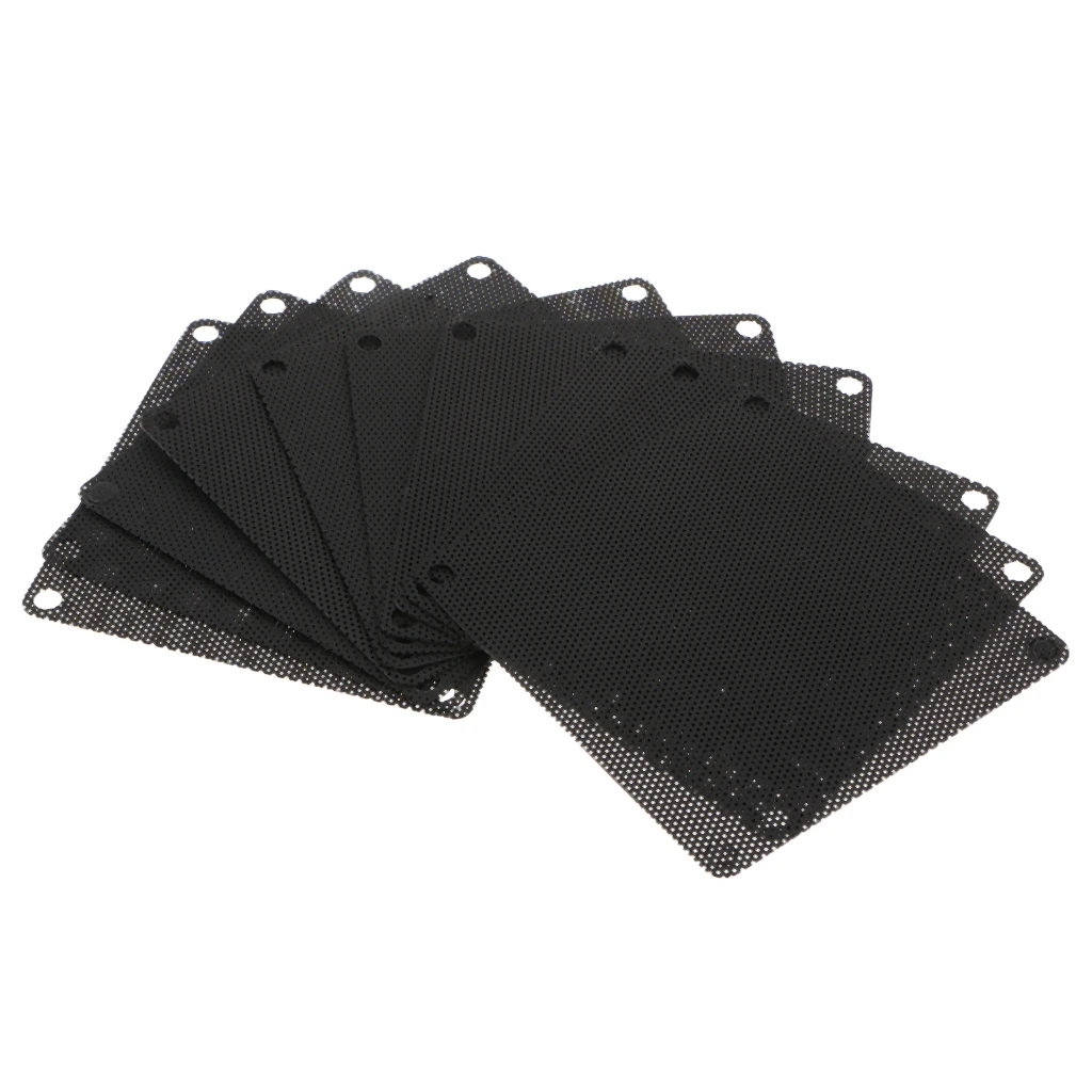 10Pcs Computer PC Dustproof Cooler Fan Case Cover Dust Filter Mesh 8cm Black