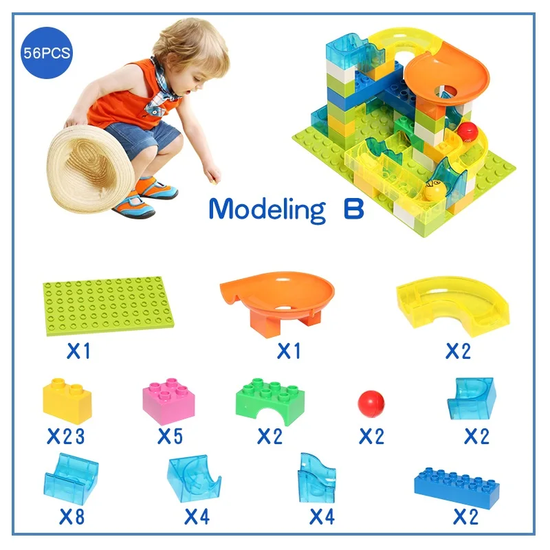 Новейший строительный блок большого размера 56+ шт, мраморные гоночные блоки DIY, кирпичи, строительные блоки, лабиринт, строительные игрушки для детей - Цвет: Model B