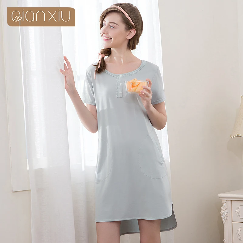 

Qianxiu Nightdress For Women Pijamas sets Simple Classic Summer Solid Comfortable For Women Sets 1750