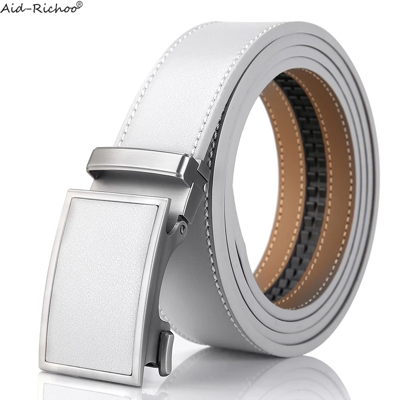 Men's Ratchet Belt for Womens Genuine Leather Belts Gray Automatic