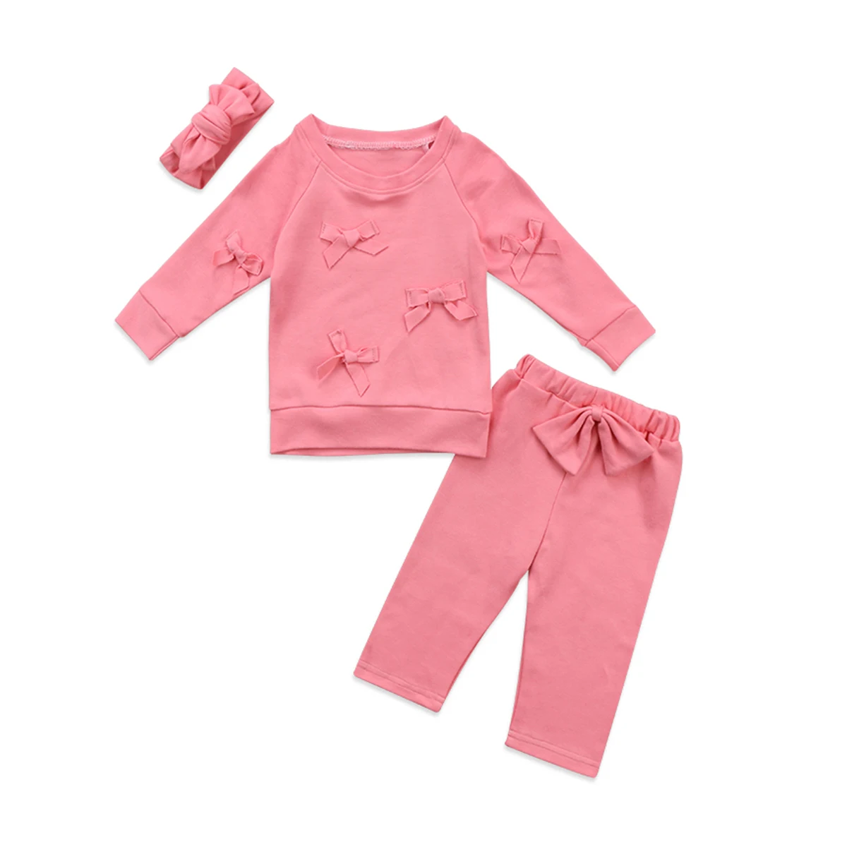 

3x Girls Kids Bowknot Tracksuit Clothes suits Girls Pullover Top+Long Pants Outfits Set Casual Suit