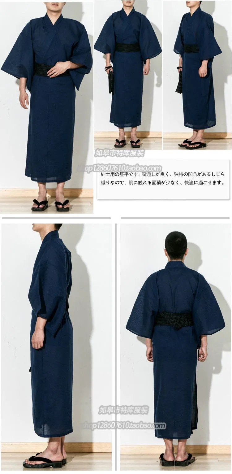 3 шт./компл. Кимоно Костюм Прохладный традиционный японский мужской Халат юката 100% хлопок мужской банный халат кимоно пижамы 82806