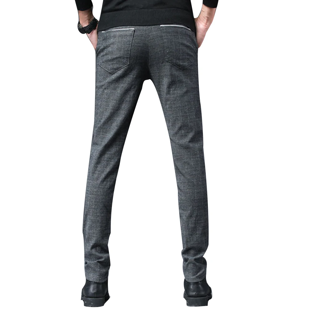 Осенние мужские повседневные клетчатые прямые длинные брюки Slim Fit рабочие