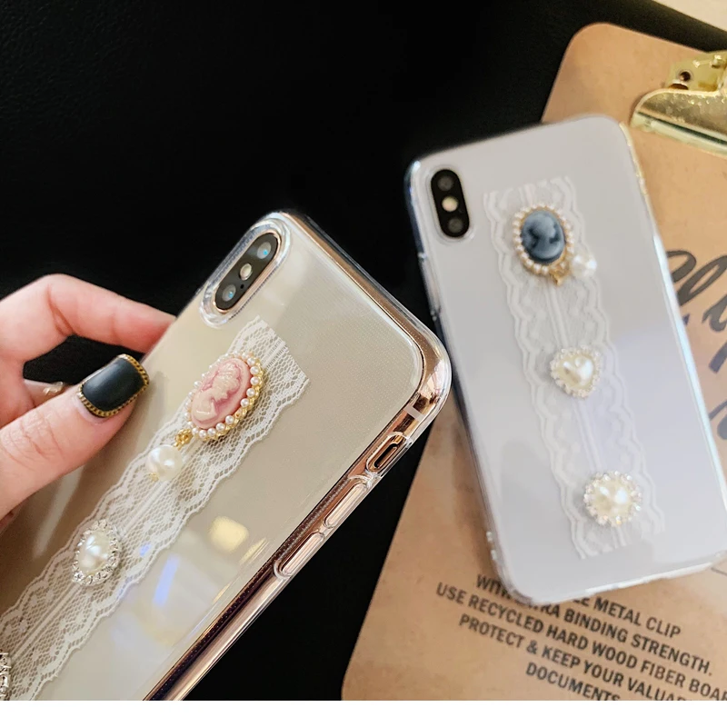 GlamPhoneCase роскошная хрустальная люстра кружевной прозрачный чехол для iPhone X XR XS Max 8 7 6s Plus, 7 plus, 8 plus мягкая термополиуретановая накладка на заднюю панель