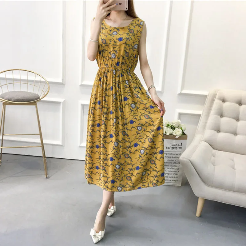 Для женщин летнее платье Boho Стиль 2019 Цветочный принт шифоновое пляжное Туника
