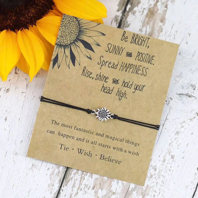 Vintage Jewelry Sunflower Designer Bracelets Sunflower Quote Wish Bracelet Sister Love Friendship Bracelets Women Gifts