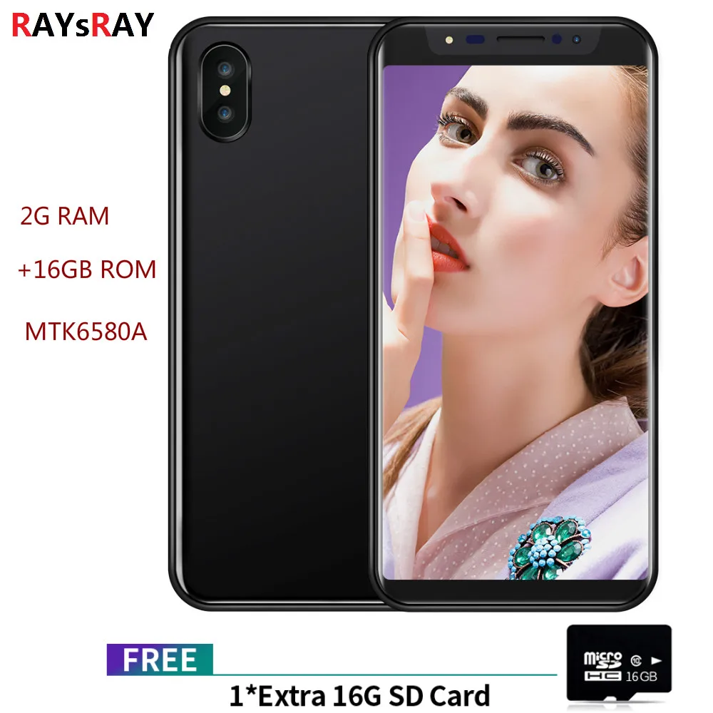 

Raysray 8X Mobile Phone MTK6580P 2GB+16GB 5.8" 18:9 Screen Android 6.1 Dual SIM Rugged Smartphone Camera 3G Cellphone