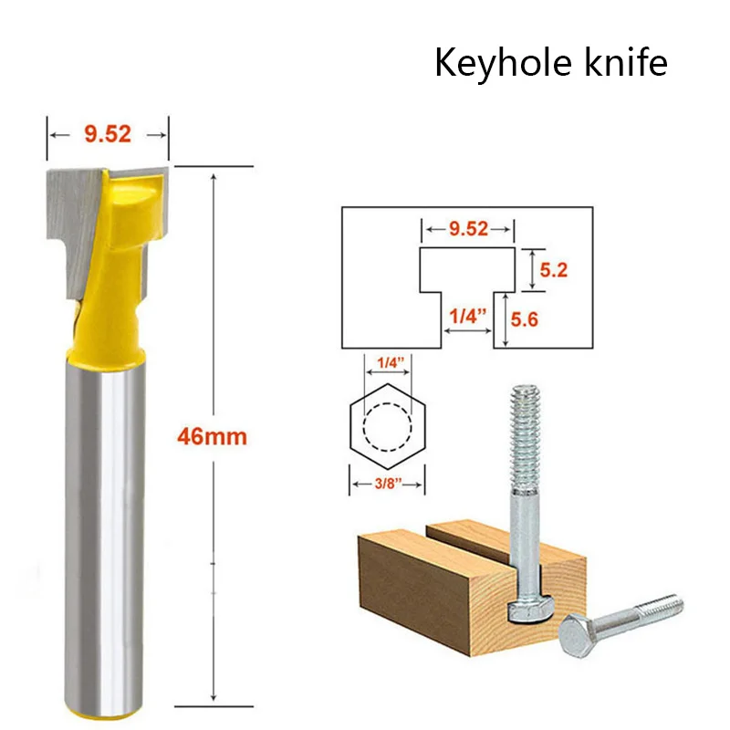 

1pc 6.35mm Shank Keyhole knife bearings wood milling cutter Industrial Grade Bit woodworking tool router bits for wood