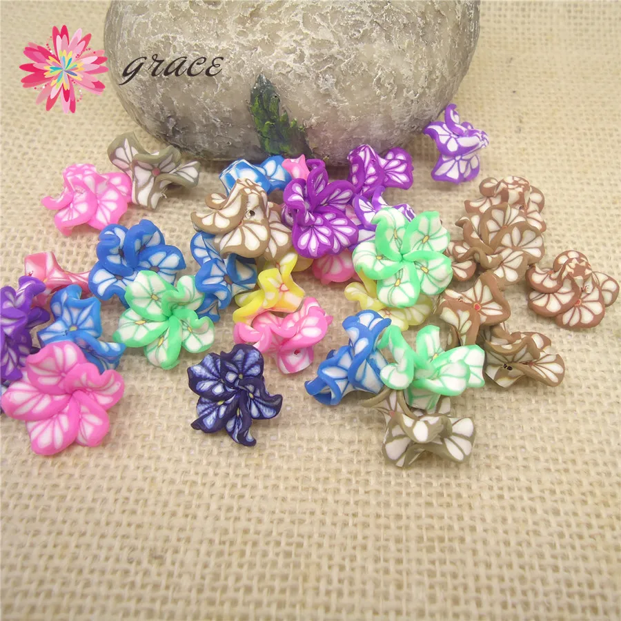 20pc/lot 20mm Polymer Clay Flower Beads Loose Mixed Colors Clearance Sale For Kids Necklace Jewelry Craft Handwork Making Supply | Украшения