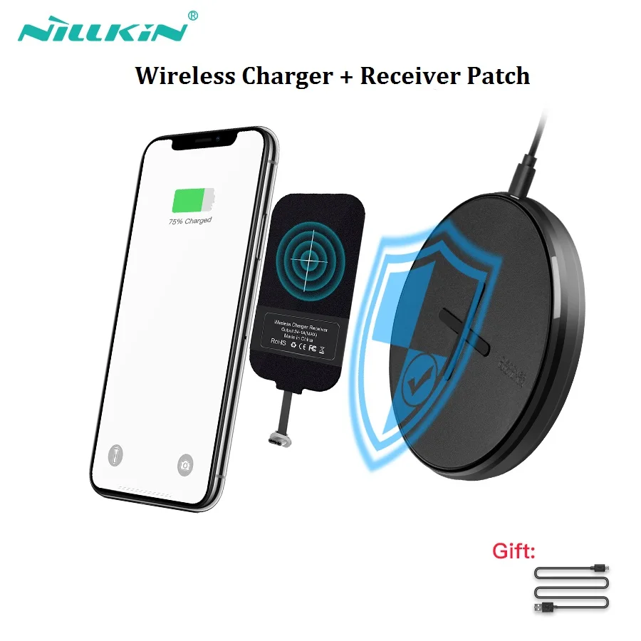 

Qi Wireless Charger charging Pad with Qi Charging Receiver Patch for iPhone 7/ 7 Plus For Xiaomi mi 8 for Samsung OnePlus 6 5t