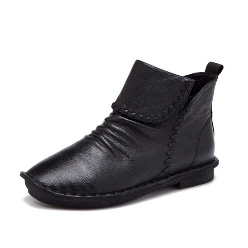 Botas Maman Noir Cheville gris Mode En Snurulan Femmes marron Style Manuel Bottes 2017 Main Chaussures Rétro À La Vintage rouge Cuir Pour Suture Véritable MpLVGqSUz