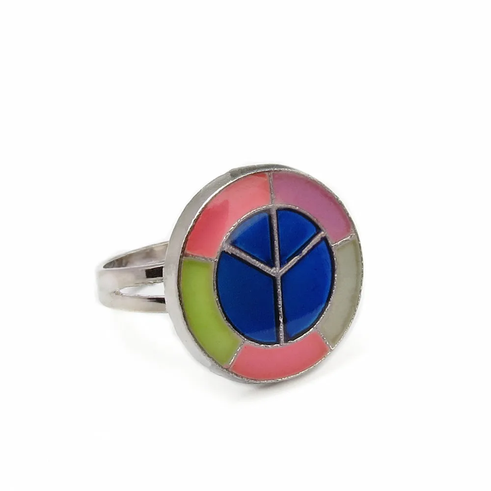 

2019 Fine Jewelry Mood Ring Luminous Peace Sign Temperature Changing Color Feeling Ring Party Supplies Emotion Creative Gift