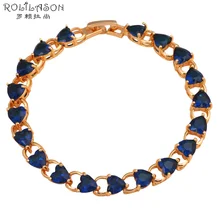 ROLILASON изысканный дизайн в форме сердца темно-синий Кристалл Циркон Золотой Браслеты классический подарок для Женская мода jewelry TBS773