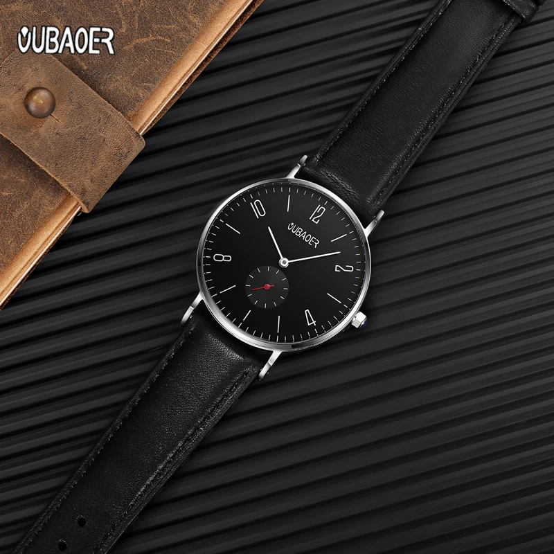 

OUBAOER Mens Luxury Brand Watch Waterproof Quartz Clock Casual Fashion Horloge Leather Strap Wrist Watches Relogio Masculino