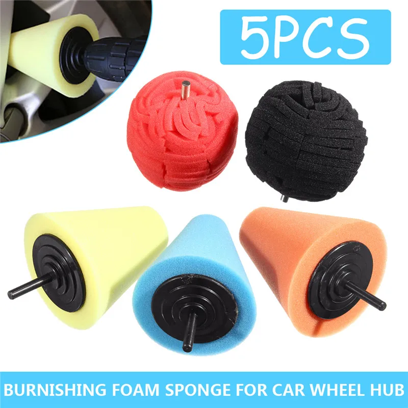

Best Car Cone Shaped polishing wheels Sponge Pads Foam Buffing Pads For Car Wheel Power Drill Tool Car Styling Buffing Pad Set
