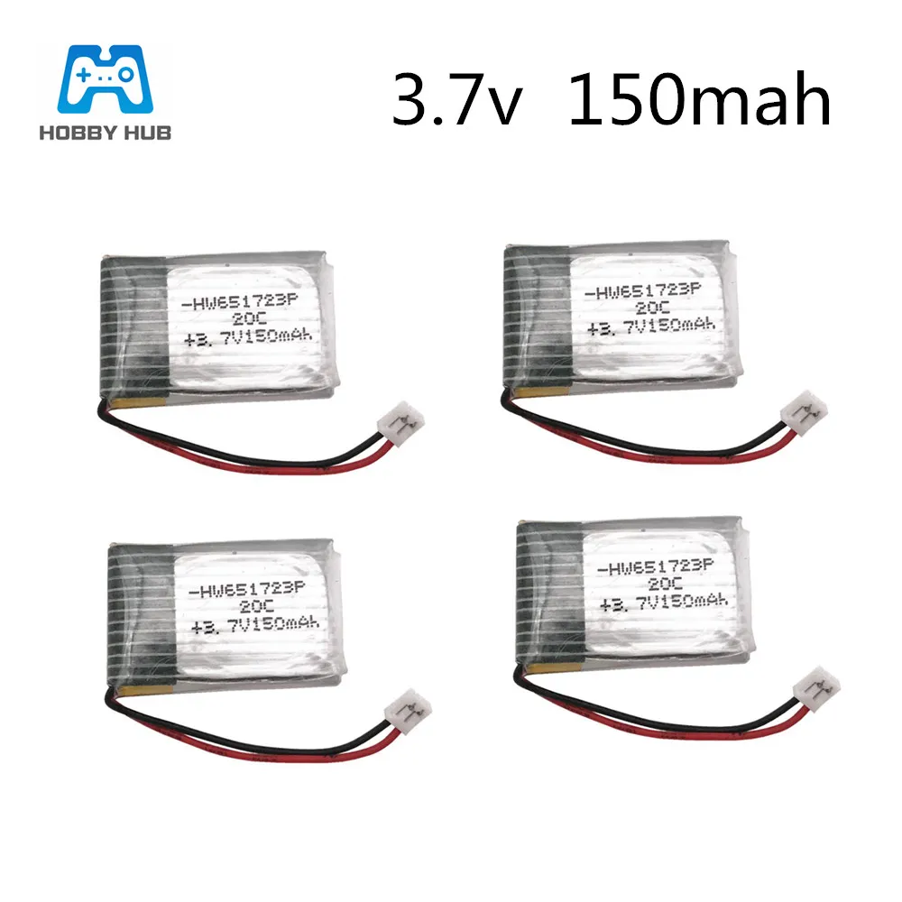 3/4/5 шт 3,7 v 150 mah литий-полимерный Батарея для запасные части для H20-04 RC Quadcopter3.7 v 150 мА-ч для H20 литий Батарея 1,25 мм штекер 651723