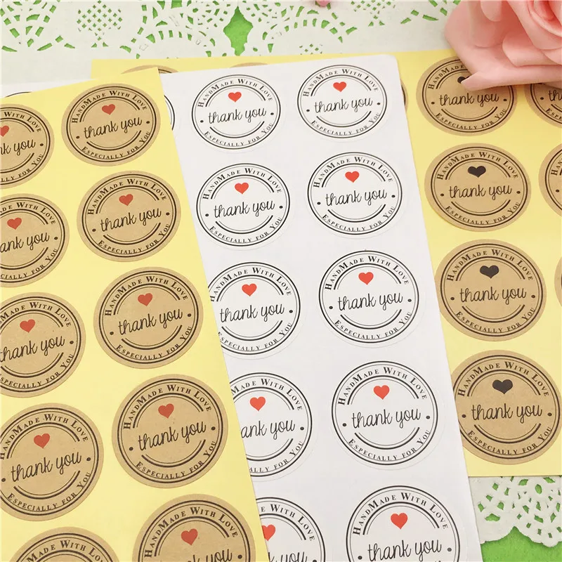 100 шт./лот наклейки из крафт бумаги Thank You бумажные круглые самоклеящиеся этикетки