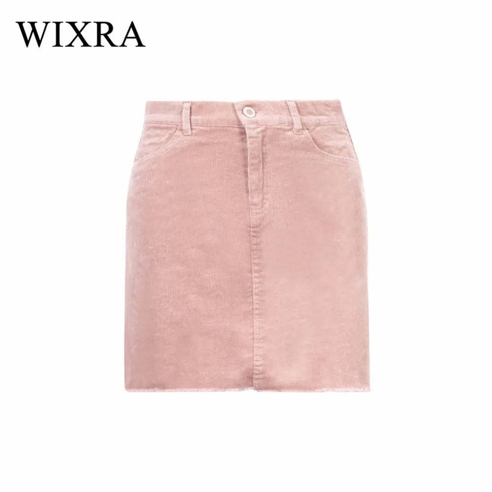

Wixra Basic Skirts Women 2018 Spring Autumn Corduroy Black Pink Skirt Vintage Mini Skirts Sexy Fashion Pencil Skirts