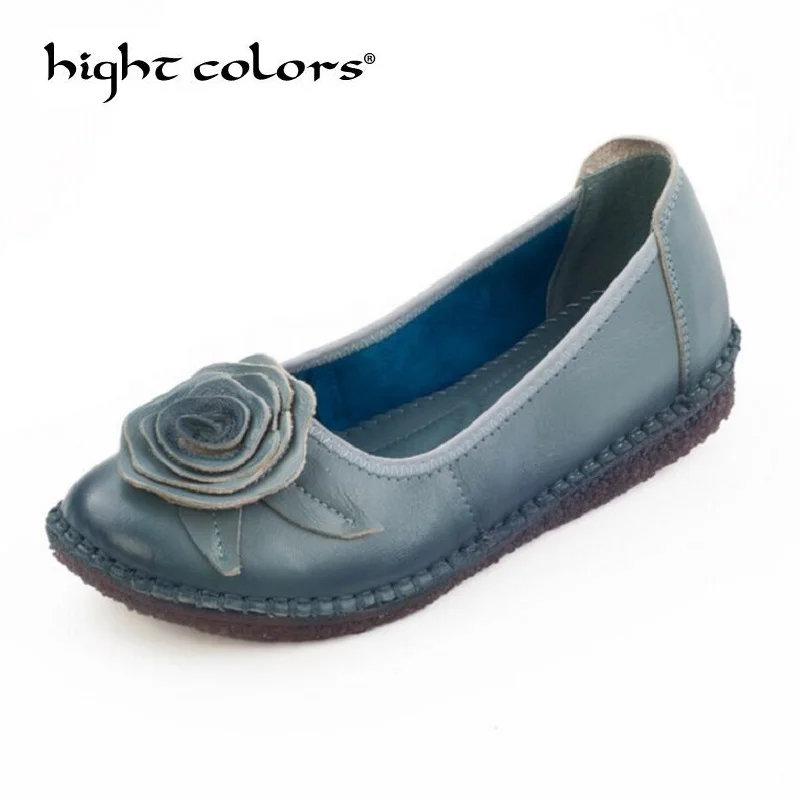 

2019 Loafers Women Handmade Casual Shoes Woman Genuine Leather Soft Flat Shoe Plus Size Autumn Driving Shoe Women Flats SH808