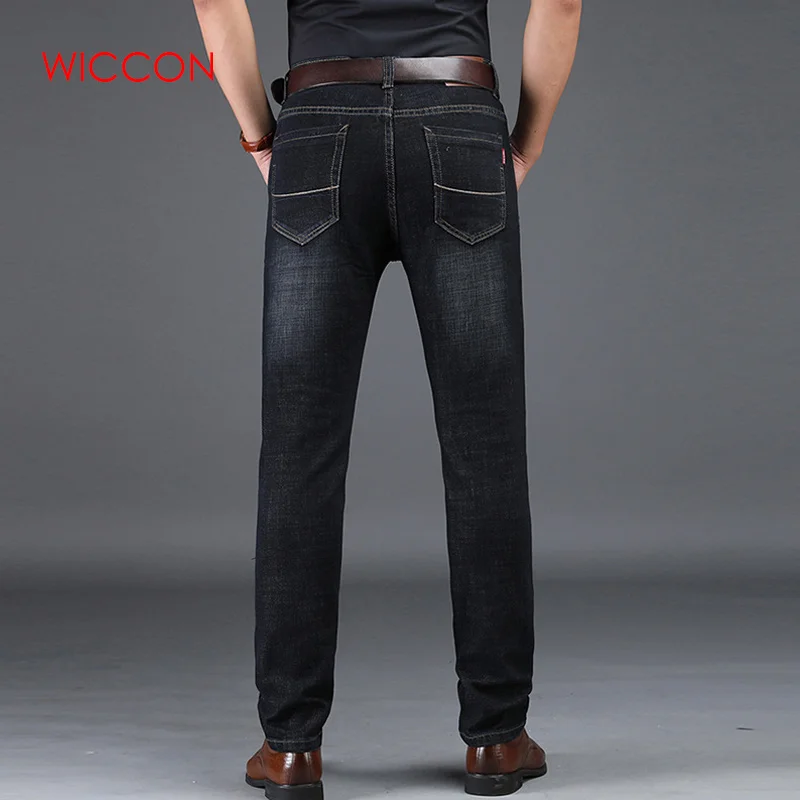 Большие размеры мужские джинсы Высокие Стрейч прямые длинные узкие брюки модные повседневные Черные джинсы мужские деловые джинсы