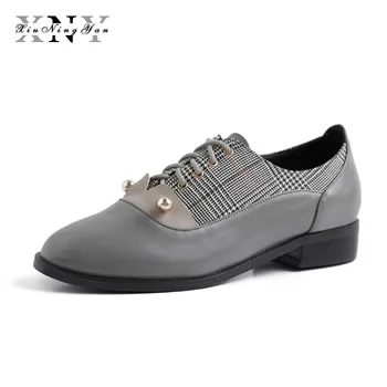 

Women Flats Genuine Leather Brogues British Style Retro Shoes Woman Vintage Handmade Sneakers Sheepskin Oxford Shoes for Women