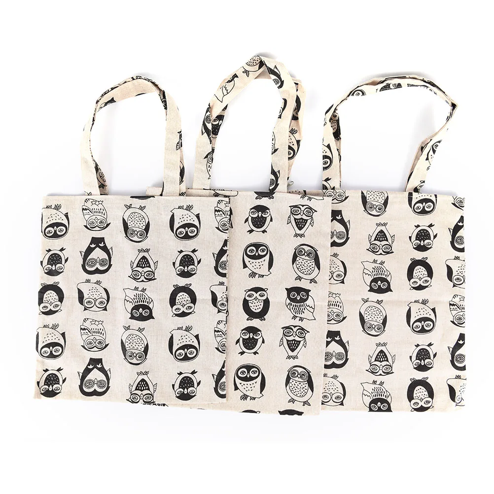 3Styles Cartoon Eco-friendly Supermarket Shopping Bag Owl Printed Foldable Shopping Bag Travel Handbags Foldable Grocery Bags
