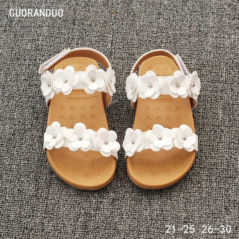 Новая детская обувь для маленьких девочек светодиодные тапочки Принцесса обувь прекрасный цветок дети девочки сандалии размер 21-30 - Цвет: white