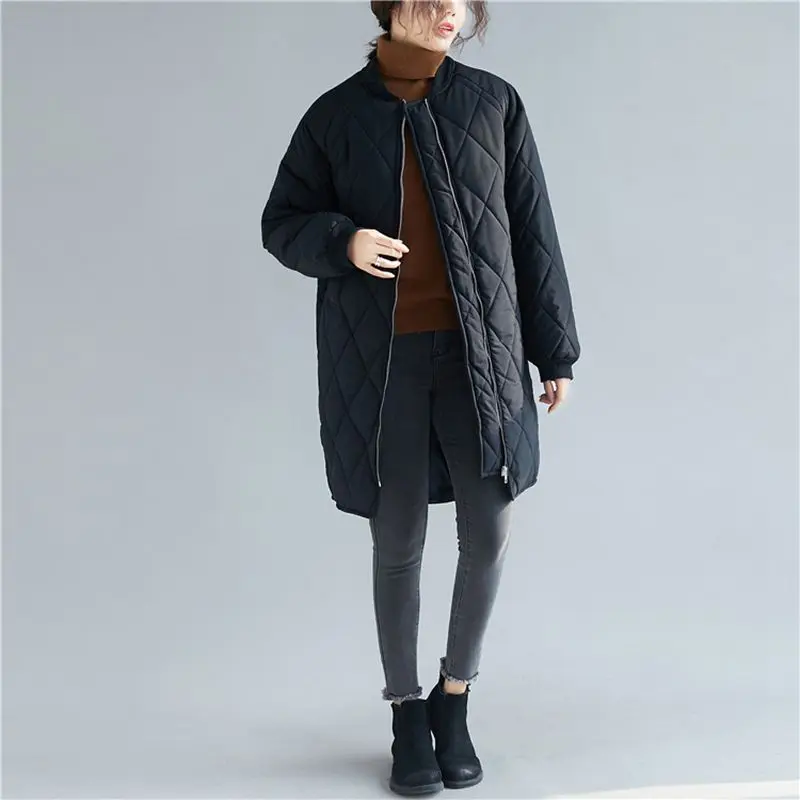 

2019 Women Winter Parkas New style Fashion Mid-long Female Black Jacket Casual Loose Large size Cotton Coat Women NZYD119A