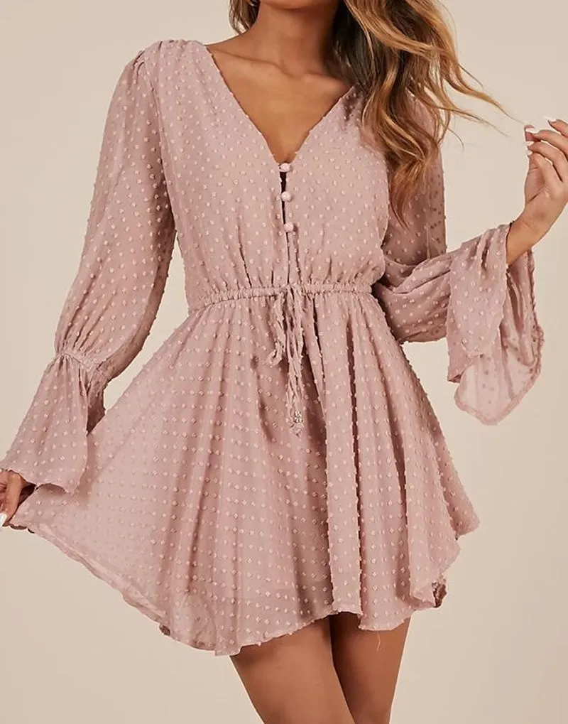 

2019 Fashion Women Polka Dot Beach Jumpsuits V Neck See Through Casual Playsuits Sashes Belt Button Solid Party Rompers