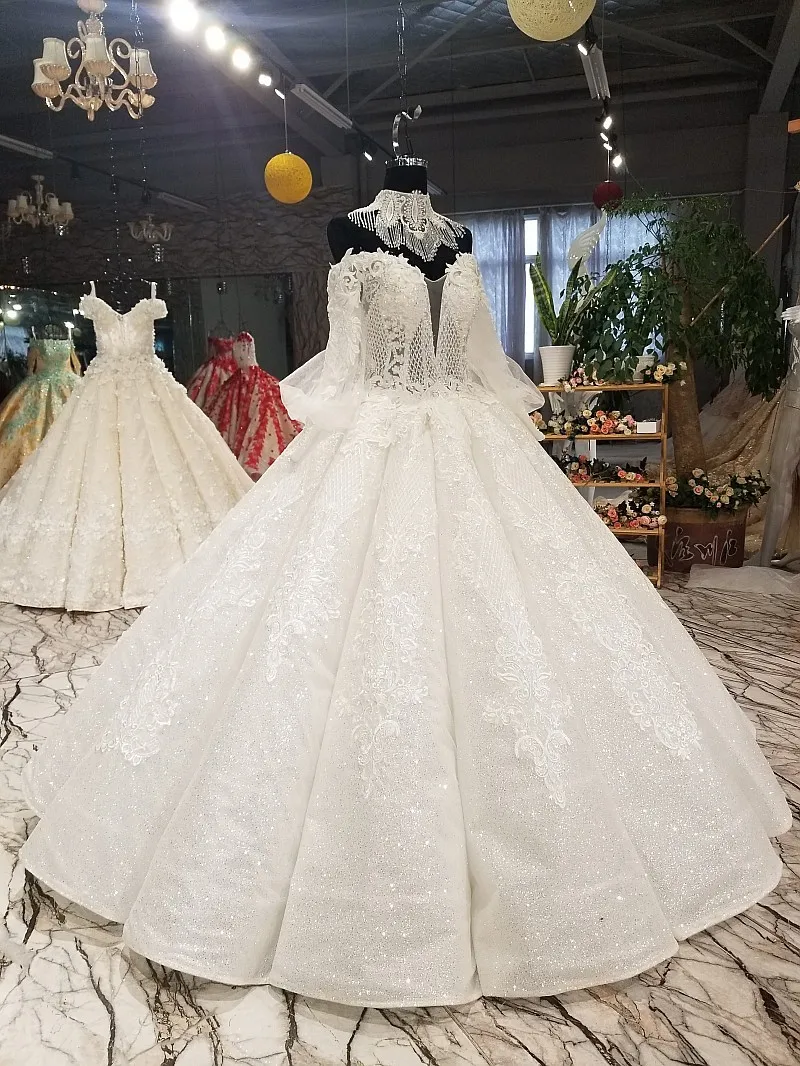 Винтаж Vestido De Noiva 2018 мусульманское свадебное платье бальное платье одежда с длинным рукавом кружево Дубай арабское свадебное платье волны