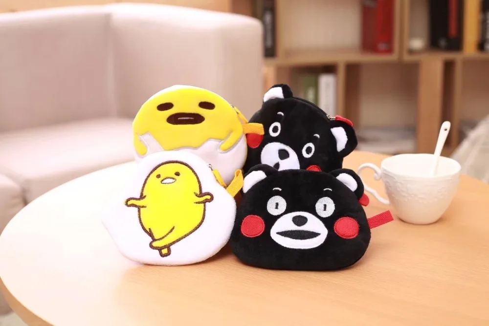 1 шт., 12 см, Kawaii Kumamoto Gudetama, плюшевый Кошелек для монет, мультяшный медведь, плюшевый мешок для денег, кошелек, сумки для монет, игрушки, подарки для детей