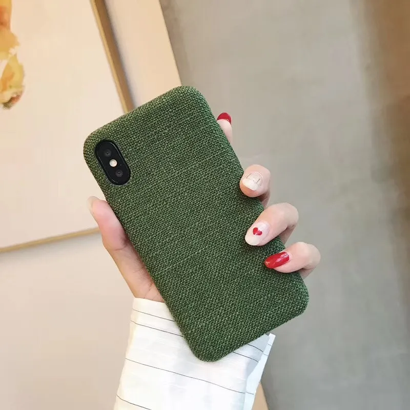 LUDI Vinatge Canvas Cloth Phone Case for iPhone 7 Cases Soft Fabric Texture Solid Color Fundas Capas for iPhone X 6 6S 7 8 Plus 10