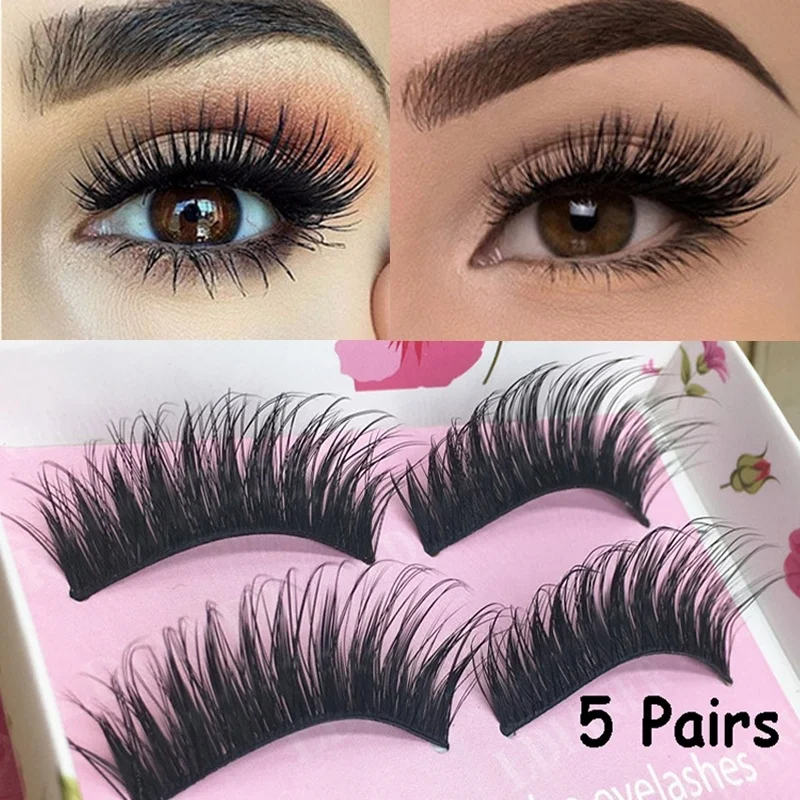 

5 Pair Natural False Eyelashes Fake Lashes Long Thick Makeup 3D Mink Lashes Extension Eyelash Mink Eyelashes for Make Up Beauty
