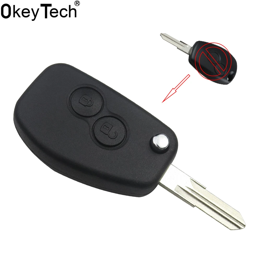 OkeyTech 2 кнопки флип ключ складной чехол для дистанционного ключа от машины для Renault megane 2 Dacia модус Espace Duster Clio Замена модифицированный