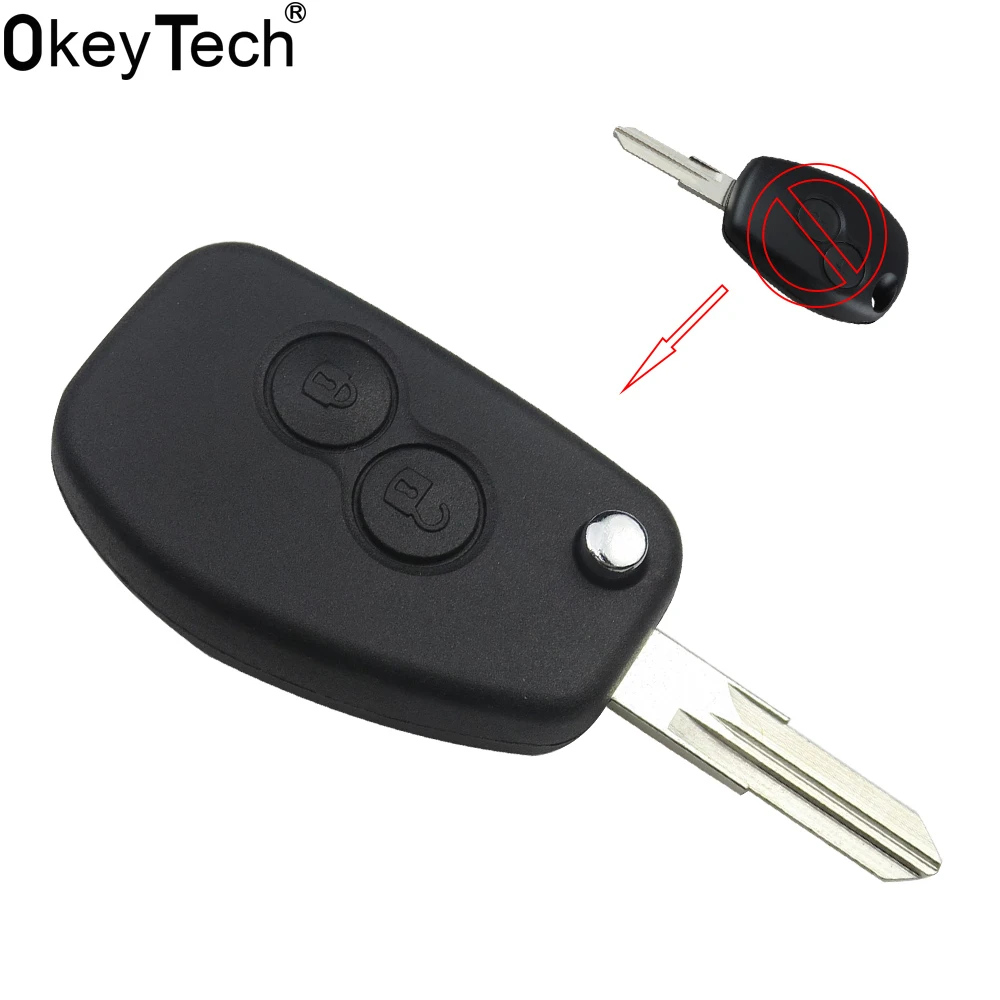 

OkeyTech 2 Buttons Flip key Folding Remote Car Key Case For Renault megane 2 Dacia Modus Espace Duster Clio Replacement Modified