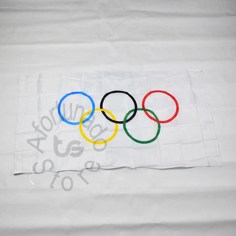 

Olympics Five rings 90*150cm flag Banner free shipping Hanging flag Home Decoration flag Lattice Racing Game flag