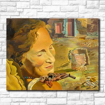 Portrait of Gala with Two Lamb Chops Balanced on Her Shoulder by Salvador Dalí 9