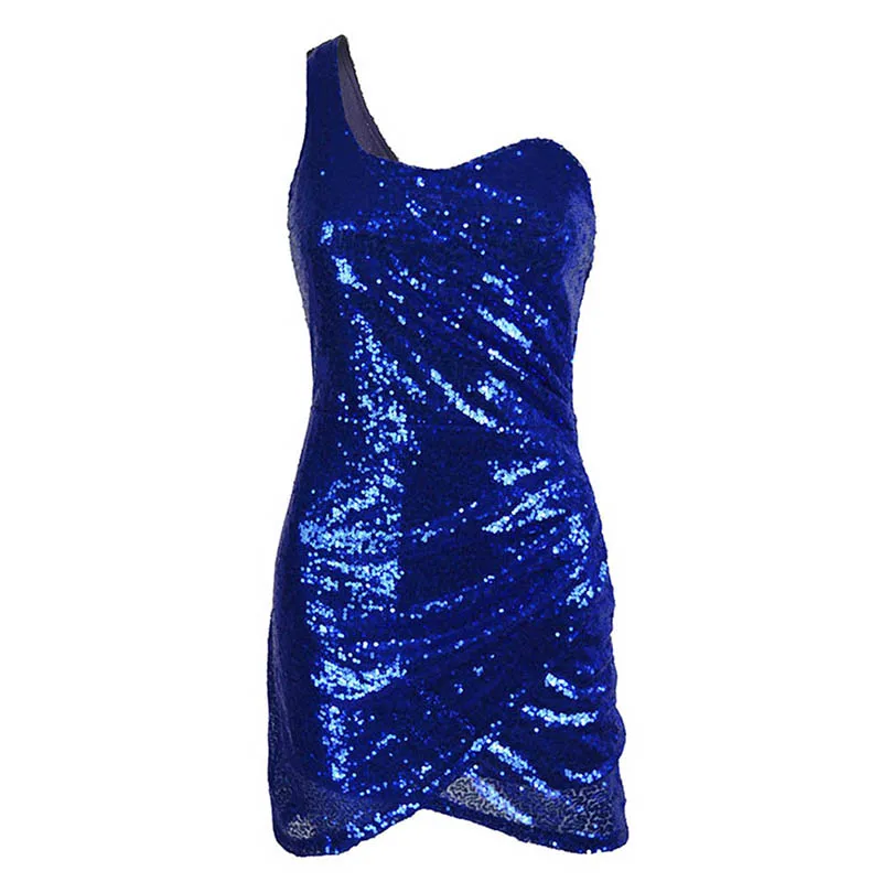 Vestidos de las mujeres cafeterías explosiones sin respaldo de una-hombro apretado cadera sexy vestido de lentejuelas - 5