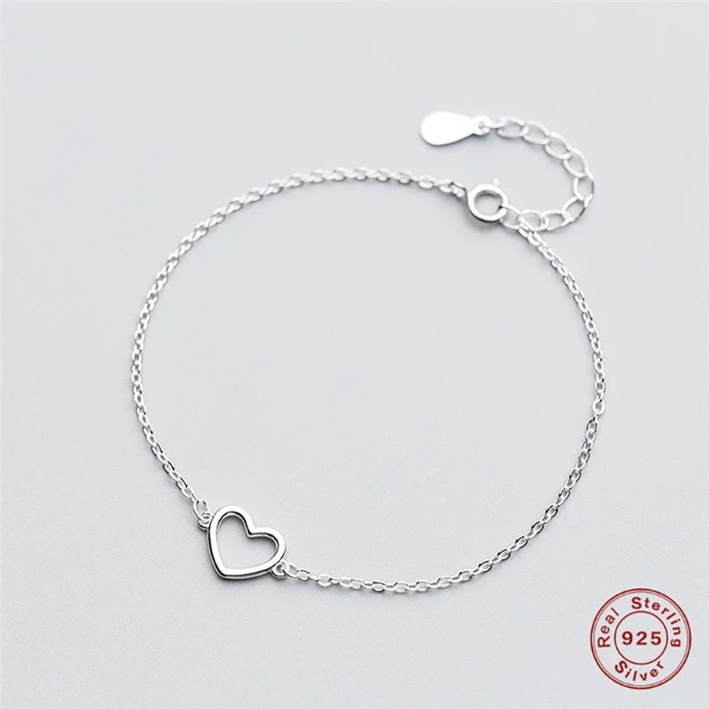 ROMAD 925 пробы серебряный браслет в форме сердца для женщин и девушек, очаровательный браслет, тонкая цепочка, браслеты, браслеты, mujer moda R2